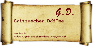 Gritzmacher Döme névjegykártya